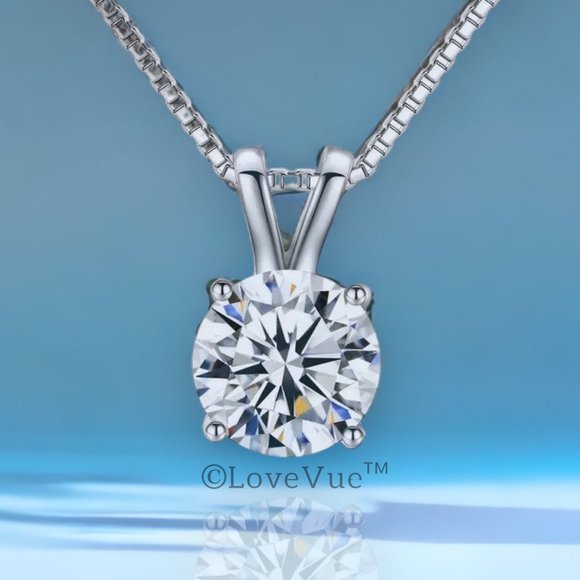 Certified 1ct. t.w. Diamond Moissanite Solitaire Necklace - Picture 5 of 14